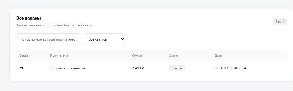Список заказов в админке AppMode с демонстрационными данными